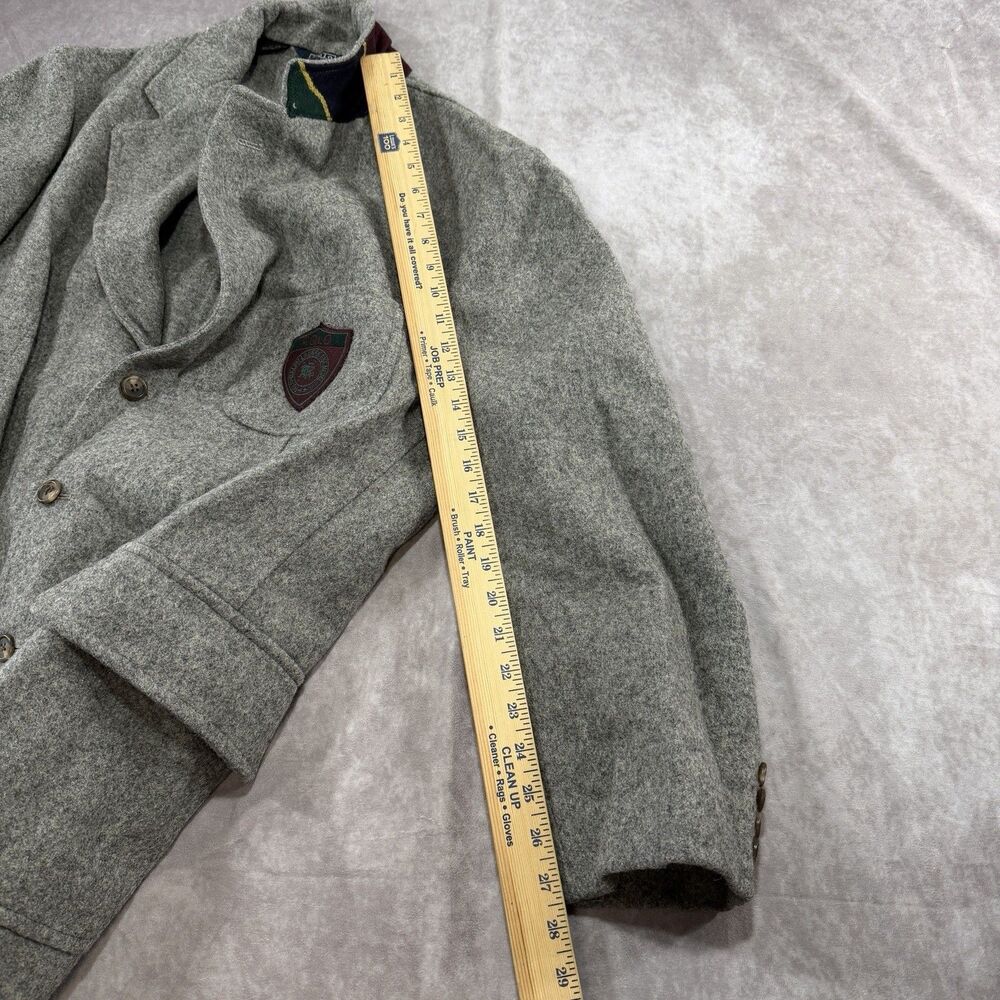 VTG 80s Polo Ralph Lauren Gray Wool Prep Crest Sportcoat Blazer Jacket L USA - Picture 12 of 16